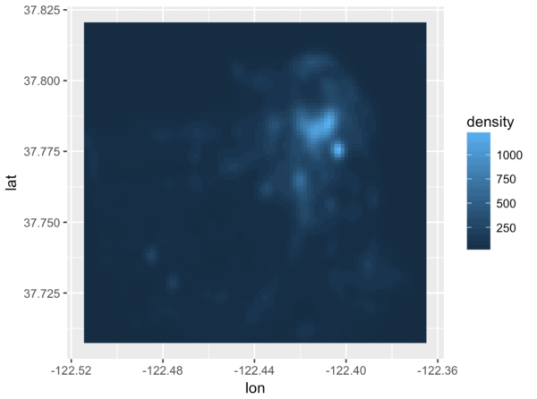A simple crime heatmap in R, made with ggplot2