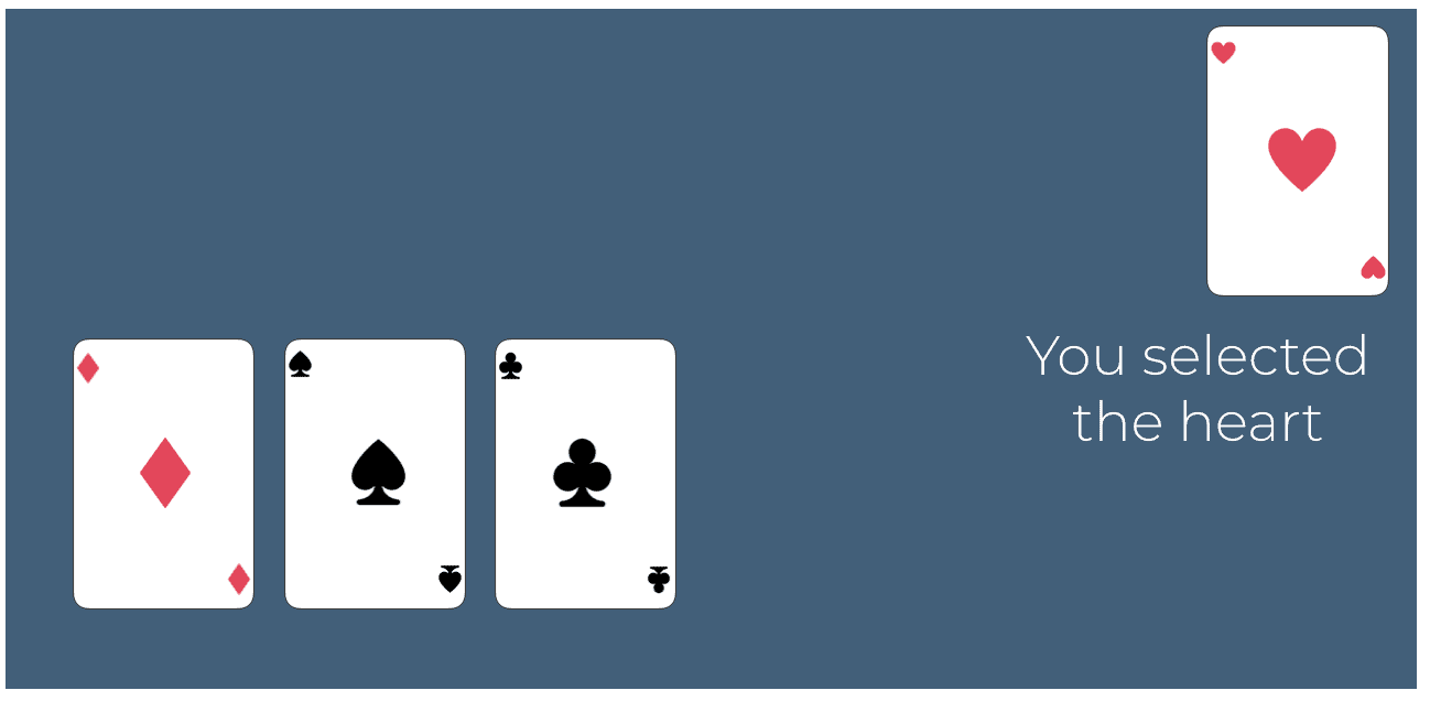 An image showing that you selected the 'heart' card.
