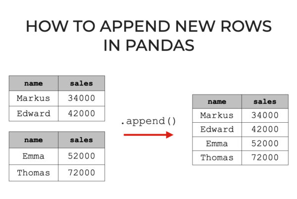 An image that shows adding new rows with Pandas append.